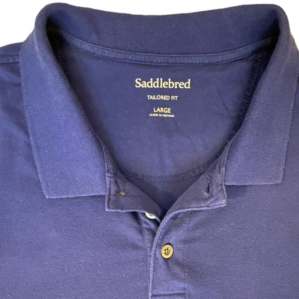 SADDLEBRED tailored fit blue polo - men's large